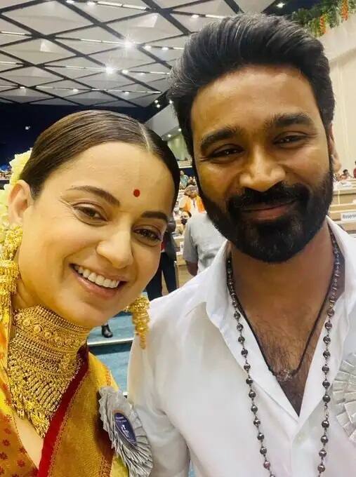 આ ઇવેન્ટમાં સેલેબ્સ એકબીજાની સાથે ખુબ તસવીરો ક્લિક કરી રહ્યામં છે, અને મેમોકીજ સજાવી રહ્યાં છે. આવામા ધનુષની સાથે સેલ્ફી લેતી કંગના રનૌત.