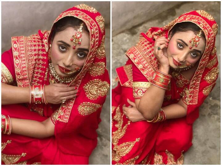 Bhojpuri Actress Rani Chatterjee gave karwa chauth 2021 wishes in red saree may get married soon लाल जोड़े में दुल्हन जैसी सजी भोजपुरी एक्ट्रेस रानी चटर्जी ने दी करवा चौथ की शुभकामानाएं, साल के अंत तक शादी करने की हैं अटकलें