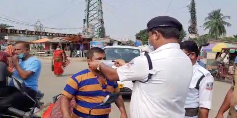 Kolkata Newtown Police step up Covid-19 campaign amid increase of corona cases after Durga Pujo Kolkata Coronavirus Cases: ঊর্ধ্বমুখী করোনার গ্রাফ, নিউটাউনে মাস্ক বিলি, সচেতনতামূলক প্রচার পুলিশের