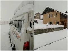 Snowfall in Jammu and Kashmir: जम्मू कश्मीर और लद्दाख में बेमौसम बर्फबारी से लुढ़का तापमान, द्रास में माइनस 7.2 डिग्री तक गिरा पारा