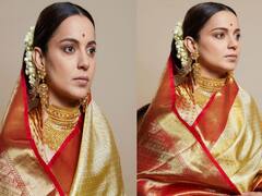 Kangana Ranaut National Award: लाल बॉर्डर वाली गोल्डन साड़ी, सोने का हार और झुमके, बालों में गजरा, रानी की तरह सजकर अवॉर्ड लेने पहुंचीं कंगना