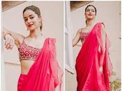 Filmy Gupshup: Ananya Pandey का Perfect Ethnic Look! Red Saree में बिखेरा जलवा