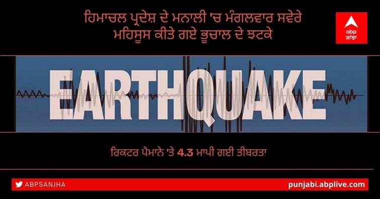 4.3 Magnitude Earthquake Strikes Near Himachal Pradesh's Manali Earthquake in Himachal: ਲਾਹੌਲ ਸਪਿਤੀ ਅਤੇ ਮਨਾਲੀ 'ਚ ਭੂਚਾਲ ਦੇ ਜ਼ਬਰਦਸਤ ਝਟਕੇ, ਰਿਕਟਰ ਪੈਮਾਨੇ 'ਤੇ ਤੀਬਰਤਾ 4.3