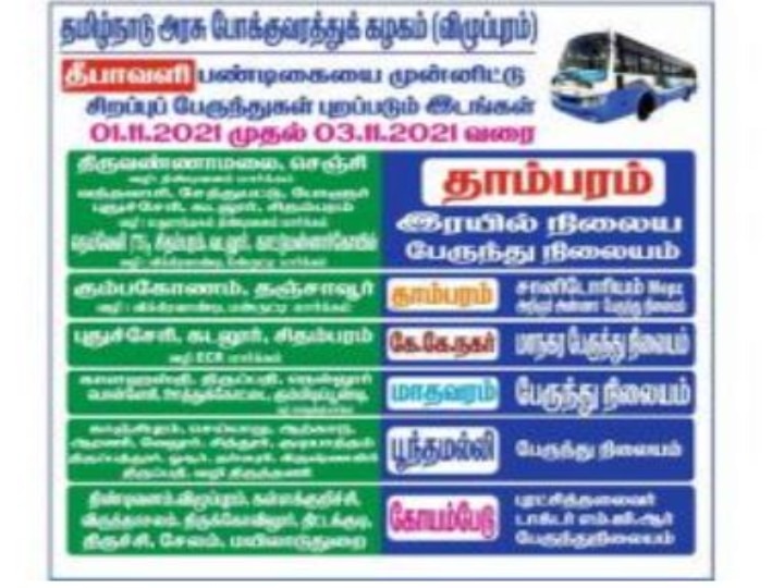 Diwali special buses: தீபாவளிக்கு வெளியூர் போறீங்களா... எங்கிருந்து இயக்கப்படுகிறது சிறப்பு பேருந்துகள்... முழு விபரம்!