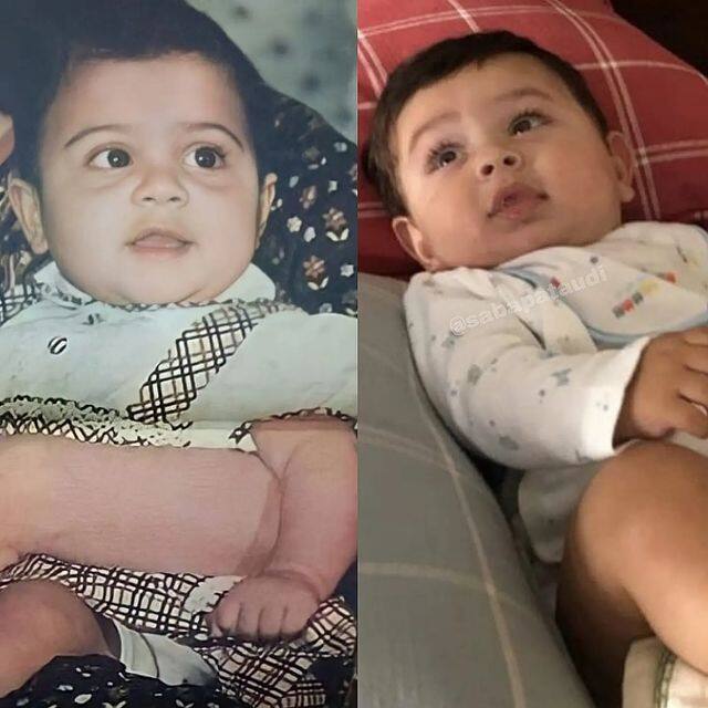 सबा ने अपनी और जेह की यह तस्वीर शेयर की थी. सबा की बचपन की तस्वीर और जेह की तस्वीर बिलकुल एक जैसी दिख रही थी. सबा ने भी फैन्स से पूछा था कि दोनों तस्वीरों में उन्हें कोई समानता दिख रही है या नहीं. करीना ने इसी साल 21 फरवरी को जेह को जन्म दिया था. वह उनके दूसरे बेटे हैं.