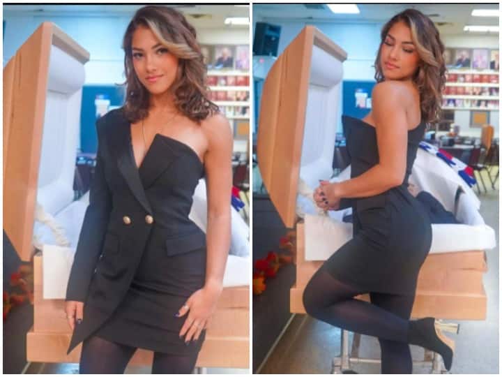 Tiktok star Jayne Rivera did a glamorous photoshoot in front of her father coffin users got angry said shameful Tiktok Star ने किया पिता के ताबूत के सामने ग्लैमरस अंदाज में फोटोशूट, यूजर्स का फूट पड़ा गुस्सा, बोले- शर्मनाक