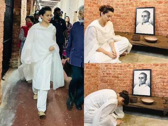 Kangana Ranaut Visited Veer Savarkar Cell: બૉલીવુડ અભિનેત્રી કંગના રનૌત (Kangana Ranaut) તે સેલ્યૂલર જેલમાં પહોંચી જ્યાં વીર સાવરકર કાળા પાણીની સજા ભોગાવી રહ્યાં હતા, કંગનાએ પોતાની આ વિઝીટની તસવીરો સોશ્યલ મીડિયા પર શેર કરી છે જે ખુબ વાયરલ થઇ રહી છે.