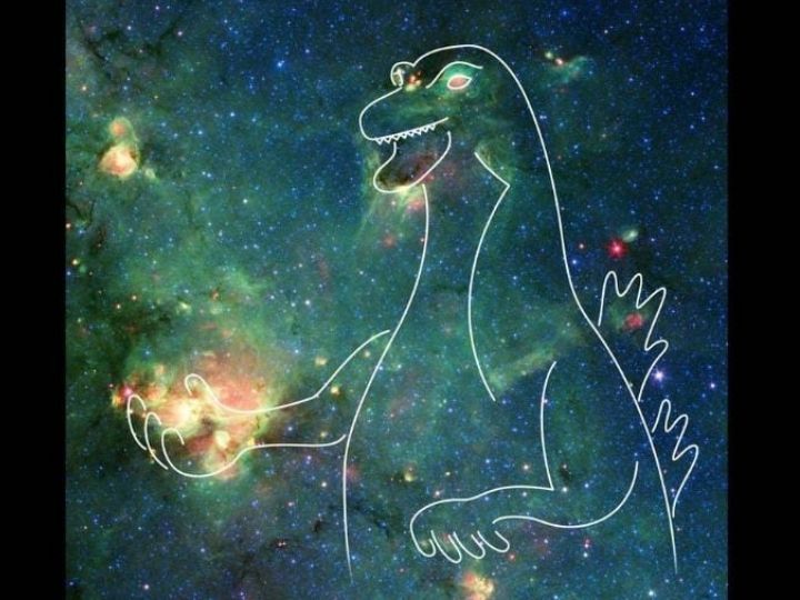 Bisakah Anda menemukan Godzilla di gambar NASA Spitzer?  Perhatikan baik-baik