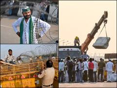 Ghazipur Border: गाजीपुर प्रदर्शन स्थल पर बैरिकेड हटाने में जुटी पुलिस, प्रदर्शनकारी किसान तंबुओं में डटे