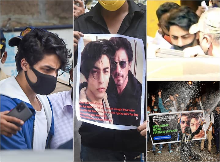 बॉलीवुड अभिनेता शाहरुख खान (Shahrukh Khan) के बेटे आर्यन खान (Aryan Khan) मुंबई क्रूज ड्रग्स केस में जमानत मिलने के बाद आज 22 दिन बाद मुंबई की आर्थर रोड़ जेल से रिहा हो गए हैं. आर्यन खान के घर पहुंचने की खुशी में शाहरुख के फैन्स ने जमकर जश्न मनाया.