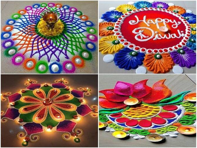 Diwali 2021 Rangoli Latest Designs For Maa Lakshmi And Lord Shiva Blessings | Diwali 2021 Rangoli Designs: इस दिवाली मां लक्ष्मी के स्वागत के लिए रंगोली डिजाइन्स से सजाएं घर का आंगन,