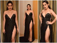 Urfi Javed Photos: उर्फी जावेद ने हाई स्लिट ड्रेस पहनकर भरी महफिल में मचाया हंगामा