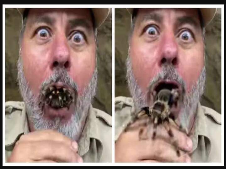 Scary Video of Tarantula coming out from the mouth of a man goes viral in instagram Watch Video | எப்பா முடியல டா சாமி..! வாய்க்குள் இருந்து வரும் எட்டுக்கால் பூச்சி! வைரல் வீடியோ!