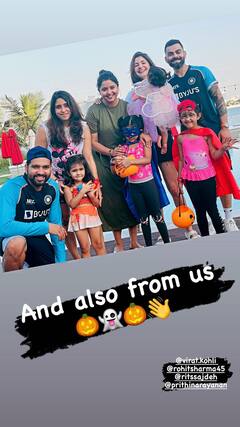 PICS: Anushka Sharma-Virat Kohli's Baby Girl Vamika Celebrates Halloween With R Ashwin's Daughters In Dubai