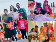 PICS: Anushka Sharma-Virat Kohli's Baby Girl Vamika Celebrates Halloween With R Ashwin's Daughters In Dubai