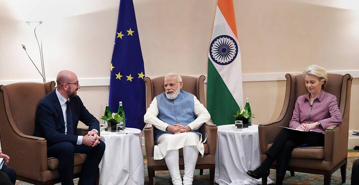 Prime Minister Modi began his official engagements in Rome with a productive interaction with President of the European Council Charles Michel and President of the European Commission Ursula von der Leyen.  (Image Source: PTI)