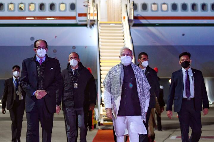 Prime Minister Modi arriving in Rome, Italy on Friday with his entourage. (Image Source: PTI)