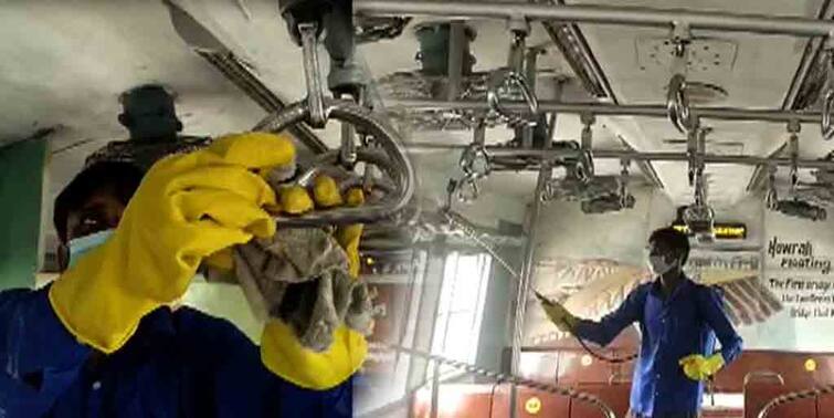 The local train will run from Sunday, before which the sanitization work is in full swing in Howrah Howrah: রবিবার থেকে চলবে লোকাল ট্রেন, তার আগে বামুনগাছিতে চলল স্যানিটাইজেশনের কাজ