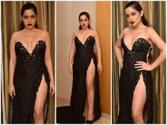 હાઇ સ્લિટ ડ્રેસ પહેરીને ભરી મહેફિલમાં ઉર્ફી જાવેદે ફરી મચાવી ધમાલ, તસવીરો વાયરલ