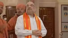 Amit Shah offers prayers at Shri Swaminarayan Mandir in Sarangpur