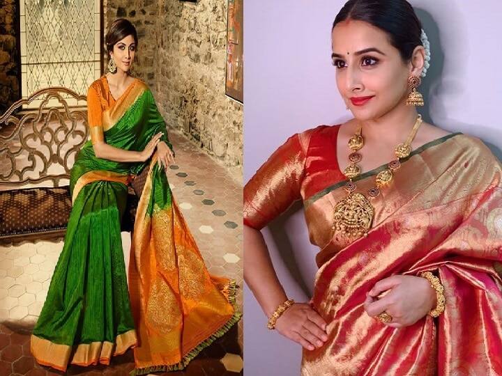 भाऊबीजेच्या दिवशी तुम्ही बनारसी साडी नसु शकता. सोबत मोठे कानातले घ्या ज्यात तुम्ही उठून दिसाल.  (PC: theshilpashetty and balanvidya)