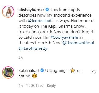 Akshay Kumar describes the experience of shooting with Katrina Kaif with a picture