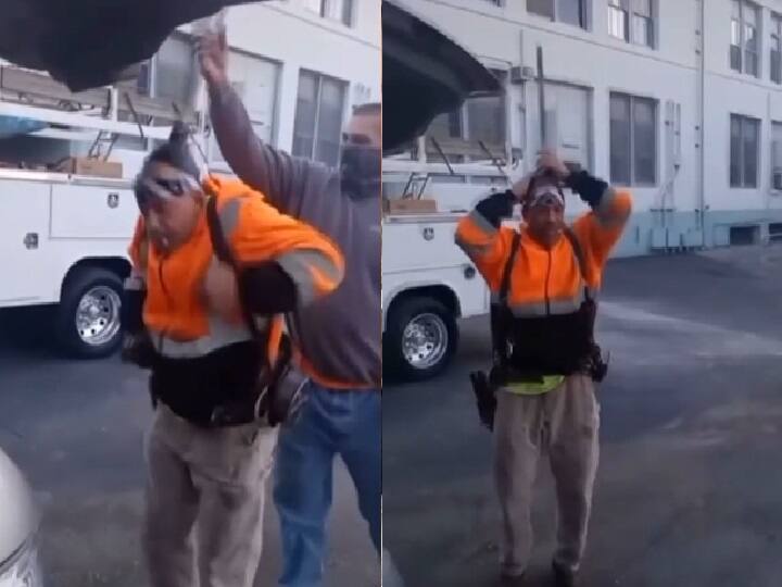 Viral Video: आराम से सड़क पर खड़े शख्स के सिर पर दोस्त ने चिपकाया वैक्यूम हैंडल, देखें बेहद मजेदार वायरल वीडियो Vacuum Pump Viral Video a person sticks vacuum handle of a person's head see funny viral video Viral Video: आराम से सड़क पर खड़े शख्स के सिर पर दोस्त ने चिपकाया वैक्यूम हैंडल, देखें बेहद मजेदार वायरल वीडियो