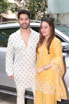 PICS: Varun Dhawan, Natasha Dalal Celebrate First Diwali After Wedding, Perform Puja At Office