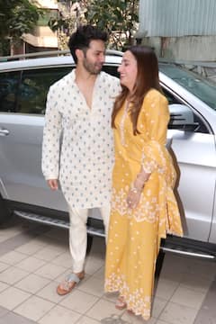 PICS: Varun Dhawan, Natasha Dalal Celebrate First Diwali After Wedding, Perform Puja At Office