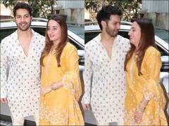 PICS: Varun Dhawan, Natasha Dalal Celebrate First Diwali After Wedding, Perform Puja At Office