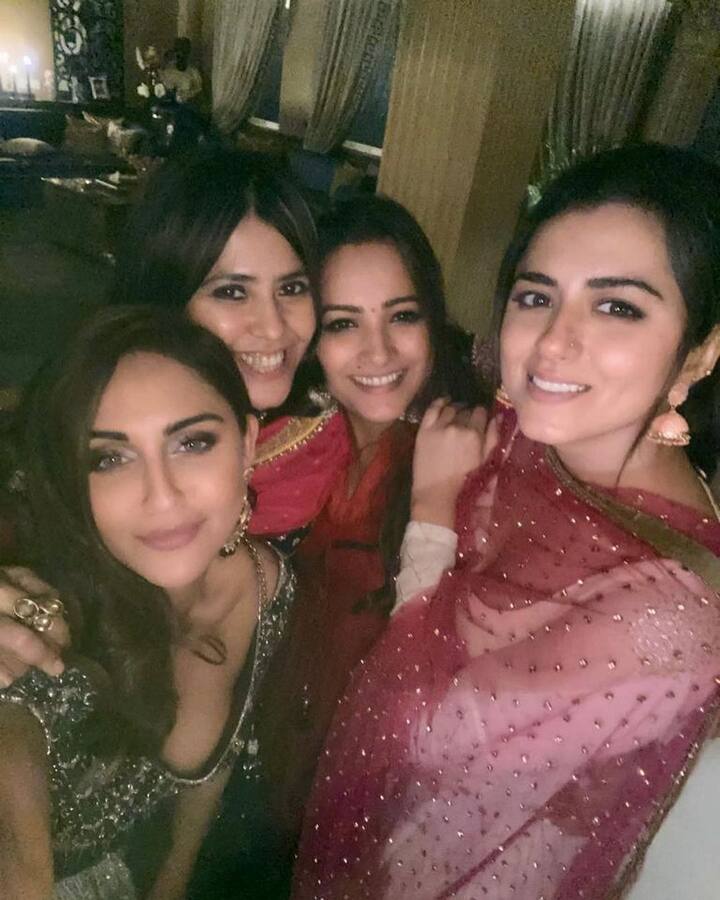 TV actresses Krystle D'Souza, Anita Hassanandani and Ridhi Dogra, who have worked with Ekta in different shows, attended the fun-filled Diwali bash. The stars were all smiles while striking a pose for the camera.