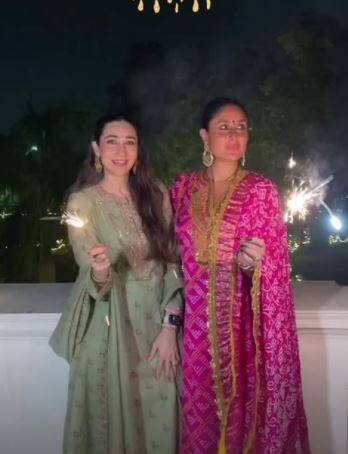 The festival of lights Diwali is believed to bring with it joy and prosperity for all. The festival is celebrated by each and everyone including our B’Town celebrities. Kareena Kapoor Khan also celebrated this festival with her dear ones. (Image courtesy - @therealkarismakapoor/Instagram)