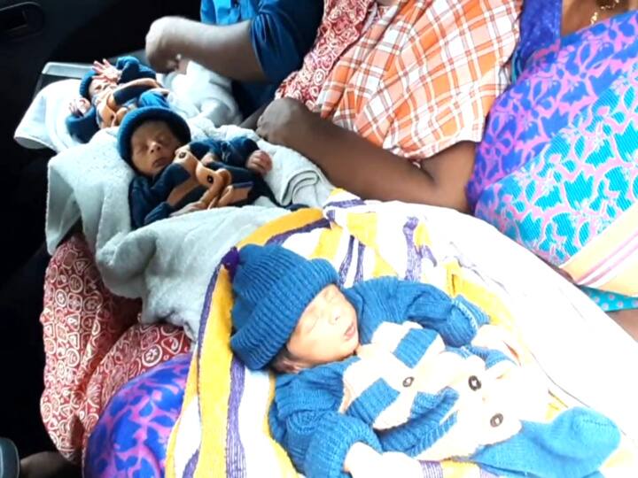 A mother who gave birth to three girls in a single delivery in Mayiladuthurai மயிலாடுதுறையில் ஒரே பிரசவத்தில் மூன்று பெண் குழந்தைகளை பெற்றெடுத்த தாய்