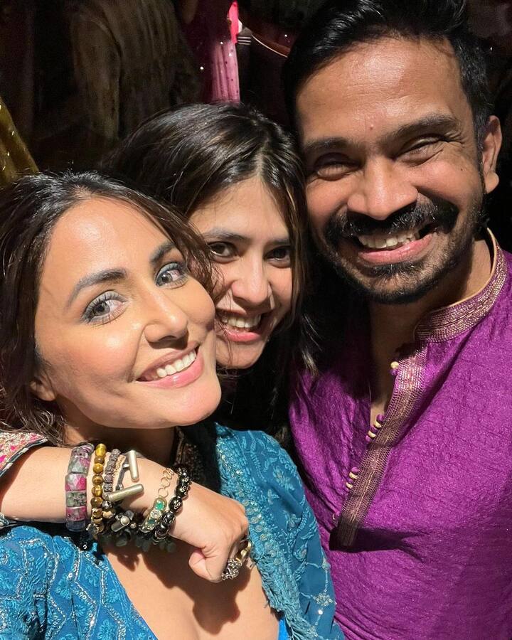 Hina Khan made waves with her style statement at Ekta Kapoor's Diwali bash. The 'Kasautii Zindagii Kay 2' star looked stunning as ever in a blue lehenga.