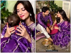 Diwali पर मांग में सिंदूर... पर्पल साड़ी और कुर्ते में नजर आए Nusrat Jahan-Yash Dasgupta, बेटे Yishaan की दिखी पहली तस्वीर