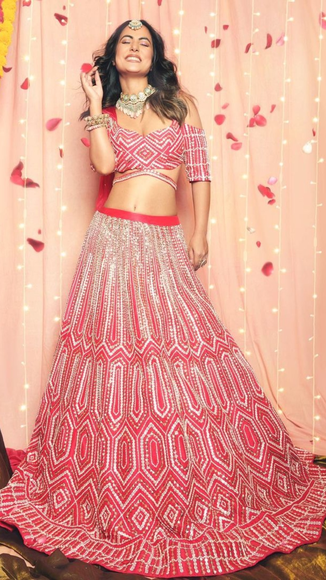 Hot Pink Lehenga Choli with Dupatta - Shafalie's Fashions