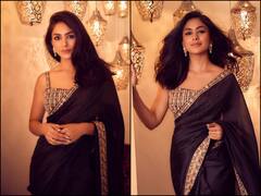 Mrunal Thakur’s Black Saree With Dark-Kohled Eyes Is Perfect For A Classy Festive Look