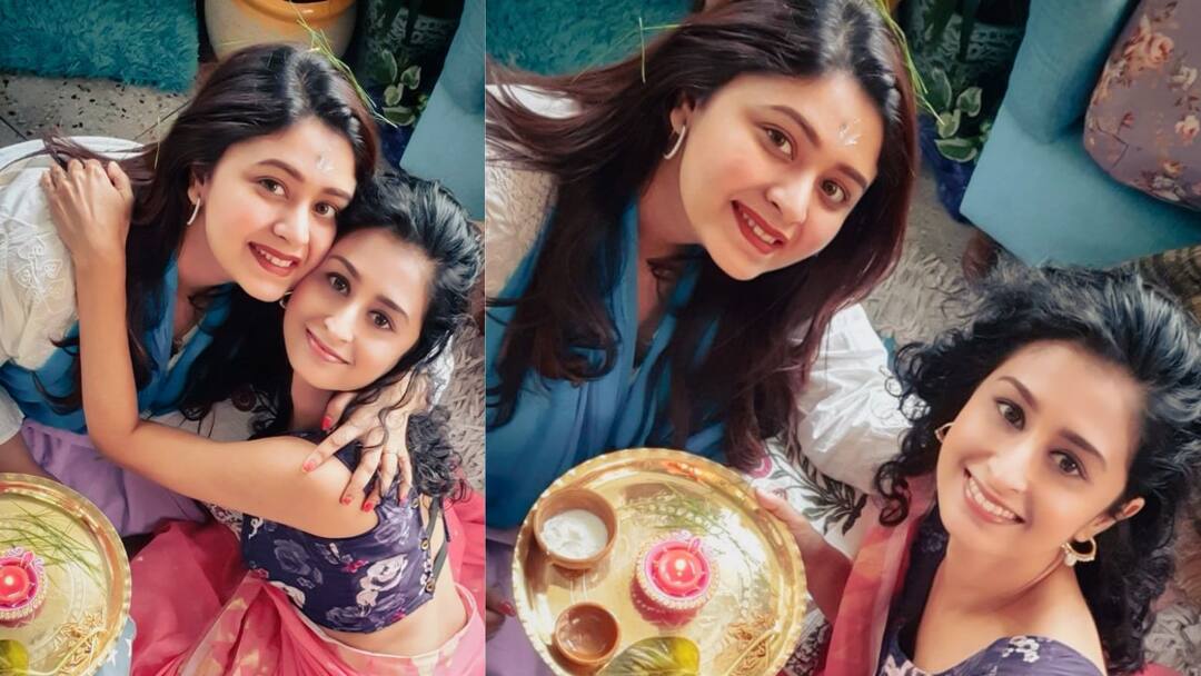 Ritabhari Chakrabortys: Ritabhari Chakraborty performs Bonfonta with her sister Chitrangada Ritabhari Chakrabortys: 'ফোঁটা কেন শুধু ভাইরাই পাবে!' দিদির কাছে 'বোনফোঁটা' নিলেন ঋতাভরী