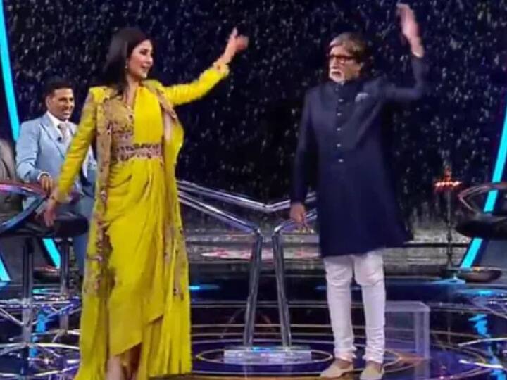 KBC 13: Amitabh Bachchan struggles to dance on Tip Tip Barsa Paani with Katrina Kaif, Says Fansa Diya KBC 13: Tip Tip Barsa Paani पर Katrina Kaif के साथ डांस करते हुए छूटे Amitabh Bachchan के पसीने, बोले-'फंसा दिया'