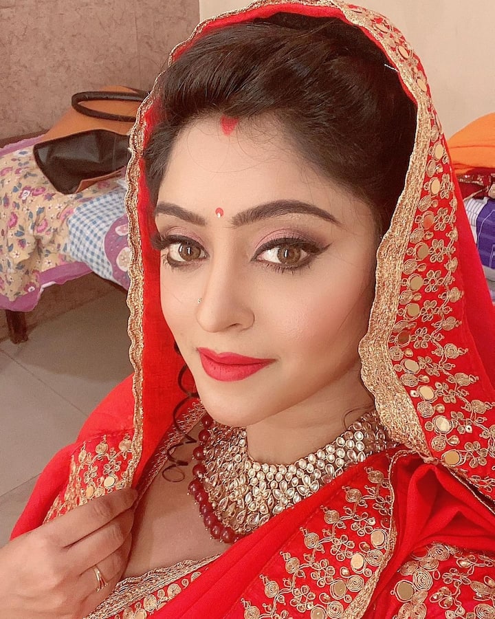 शुभी शर्मा की ये लाल साड़ी और हेवी नेकपीस उनके लुक को और निखार रहा है. साथ में मैचिंग लिप कलर ने ओवरऑल लुक को बढ़ा दिया है.