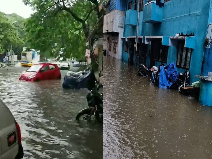 heavy rains in Chennai and surrounding areas. Heavy overnight spells that flooded many roads. Watch Video | மிதக்கும் சென்னை - தண்ணீரில்  தத்தளிக்கும் சாலைகள் - வீடியோ!