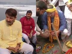 Delhi News: बीजेपी सांसद परवेश वर्मा ने ITO यमुना घाट पर की छठ पूजा, मनोज तिवारी ने कालिंदी में यमुना में जहरीले झाग के बीच की नाव की सवारी