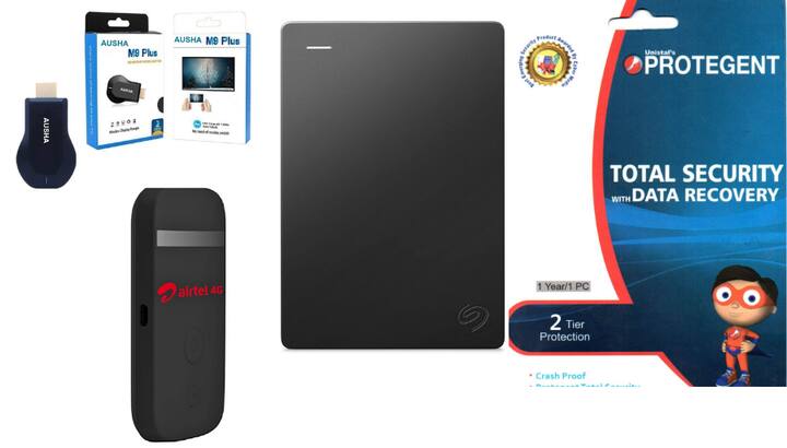 Amazon Offer On Laptop Computer Gadgets Buy Anti-Virus for PC Online Seagate Hard Drive Price 4G Portable data card Amazon Sale: एंटी वायरस, 4G इंटरनेट स्पीड के लिए पोर्टेबल डेटा कार्ड और 1TB की हार्ड ड्राइव जैसे काम के प्रोडक्ट पर एमेजॉन दे रहा है 50% तक का डिस्काउंट