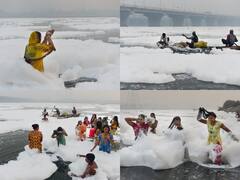 In Pics: छठ पूजा पर जहरीले झाग के बीच यमुना में डुबकी लगाने को मजबूर हुई महिलाएं, रौंगटे खड़े कर देंगी ये तस्वीरें