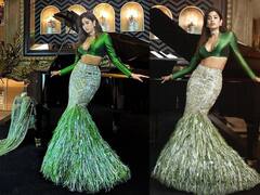 सिल्वर लहंगा और ग्रीन चोली पहन Janhvi Kapoor ने दिखाईं इतनी शोख अदाएं, फैन्स ने खूबसूरती देख थाम लिए दिल