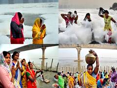 IN PICS | Chhath Puja 2021 Begins With Nahaye Khaye, Devotees In Delhi Take Dip In Toxic Yamuna River