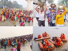 Chhath Puja Nahay Khay 2021: तस्वीरों में देखें पटना के छठ घाट का नजारा, नहाय खाय पर गंगा स्नान के लिए उमड़ी भीड़