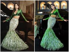 डीप नेक संग फिश कट ग्रीन आउटफिट पहने Janhvi Kapoor ने दिए ऐसे पोज कि फोटो हुआ वायरल, देखें तस्वीरें