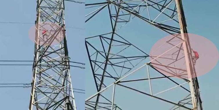 Purulia Man Sits On High tension Tower For 18 hours, Police rescues finally Purulia General News : ১৮ ঘণ্টা বিদ্যুতের হাইটেনশন টাওয়ারে উঠে বসে রইল এক ব্যক্তি ! তারপর যা ঘটল...