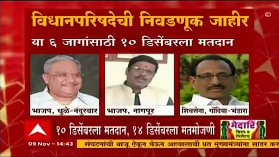 Vidhanparishad Elections : विधानपरिषदेच्या 6 जागांसाठी 10 डिसेंबरला मतदान, 15 डिसेंबरला मतमोजणी